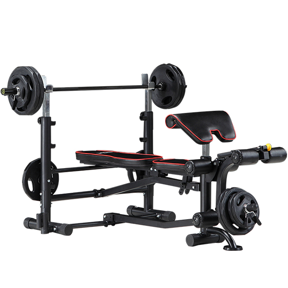 leyu.乐鱼 BK3011多功能卧推架举重床综合训练器健身器材 BK3011+60KG杠铃片+1.8米杆