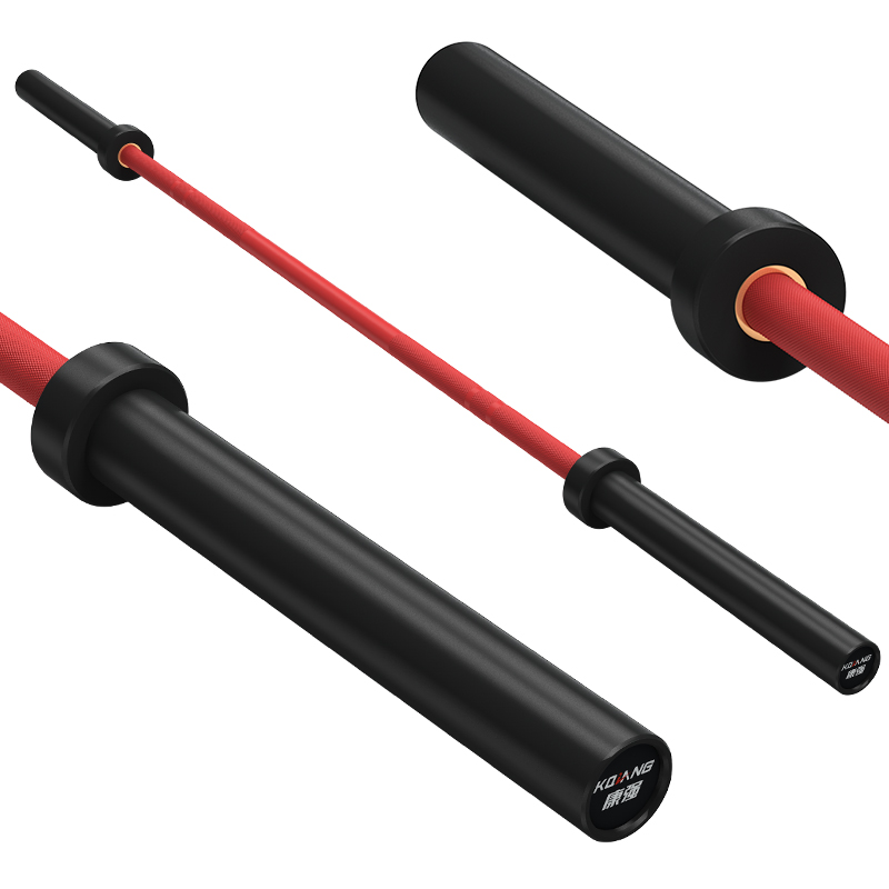 leyu.乐鱼杠铃杆硬铬陶瓷镀黑彩色男士女士举重训练杆八轴承2.2M奥杆 E10激情红承重1000LB
